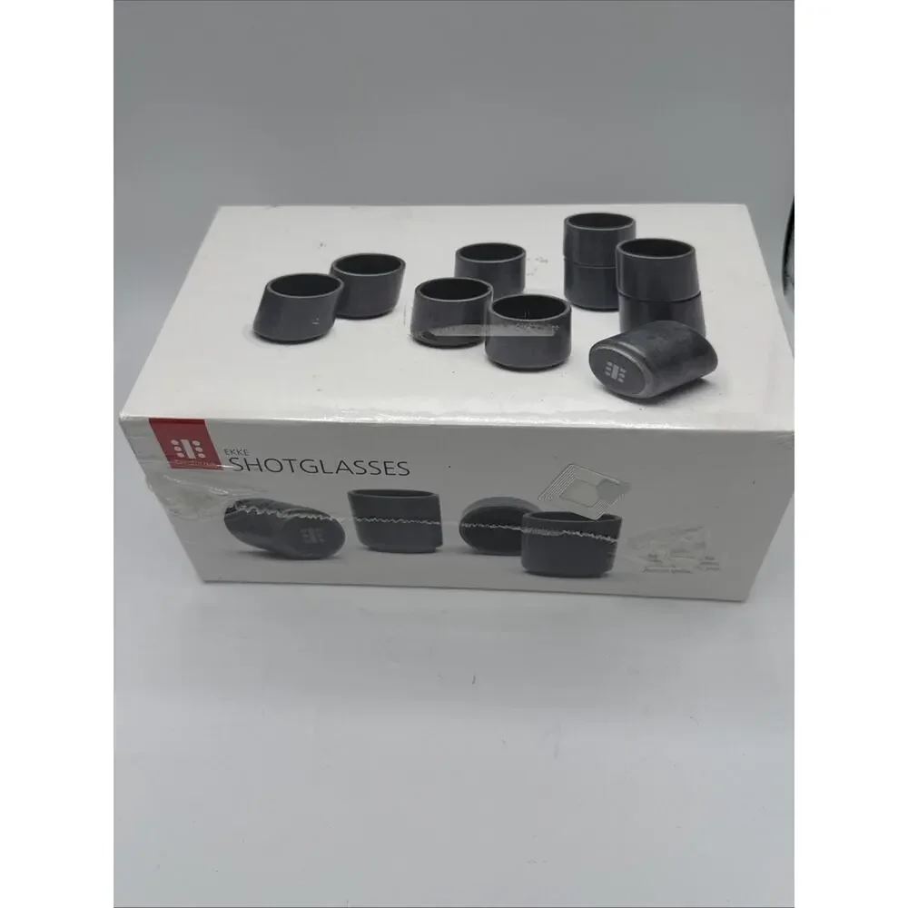 Teroforma Ekke Shot Glasses Box of 4 - 2 oz Soapstone Stackable Set NEW